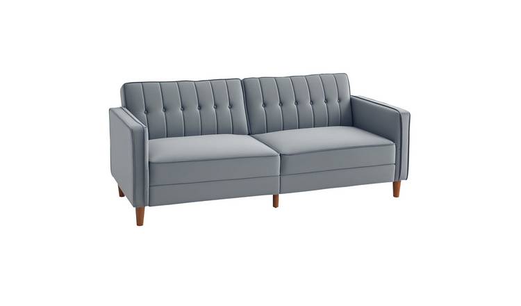 HOMCOM 3 Seater Velvet Reclining Button Tufted Sofa Bed - Dark Grey