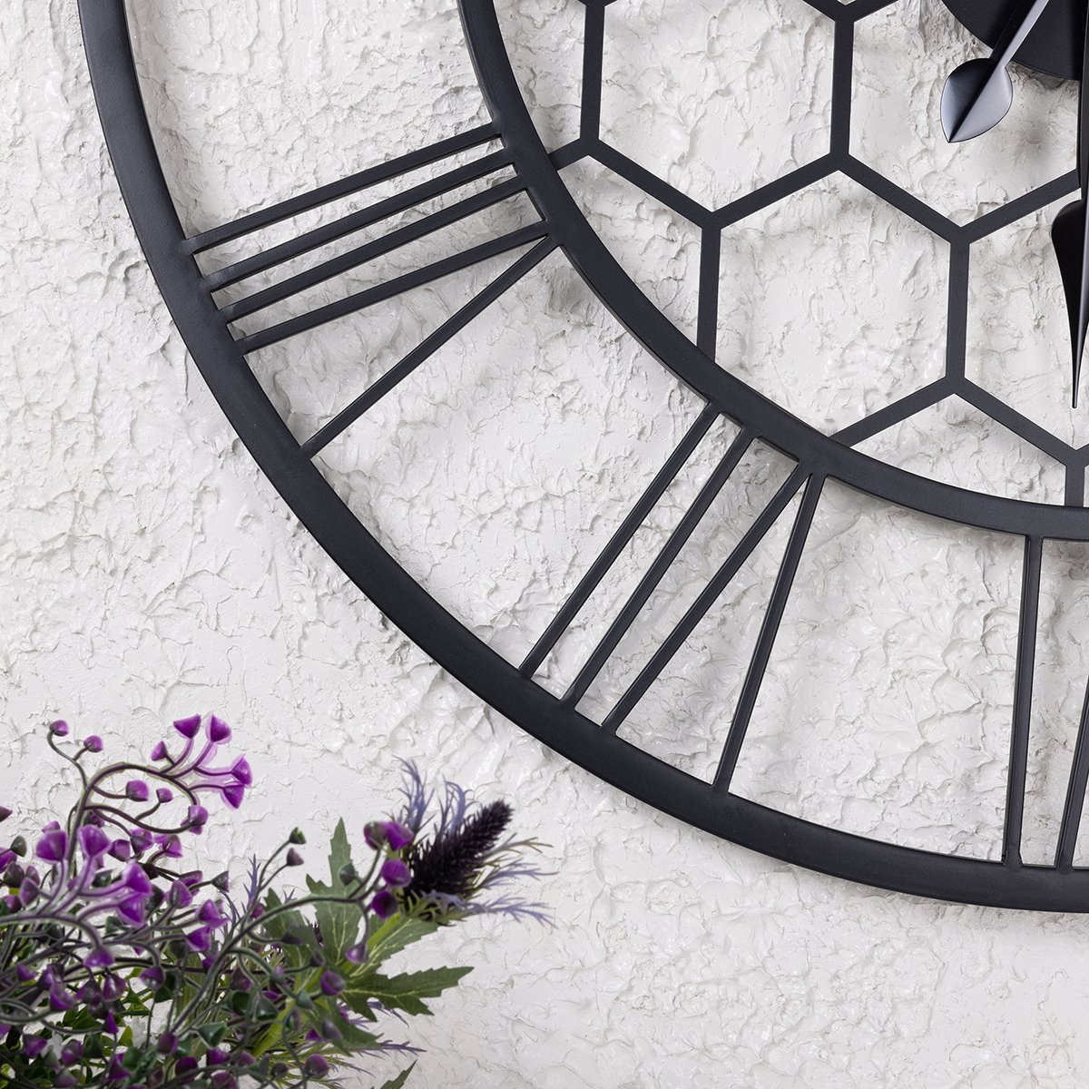 Charles Bentley Stanwick Indoor Outdoor Round Skeleton Wall Clock - Black - Image 4