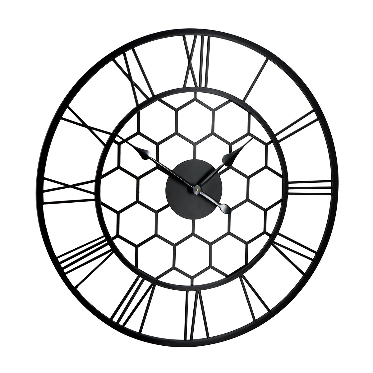 Charles Bentley Stanwick Indoor Outdoor Round Skeleton Wall Clock - Black - Image 5