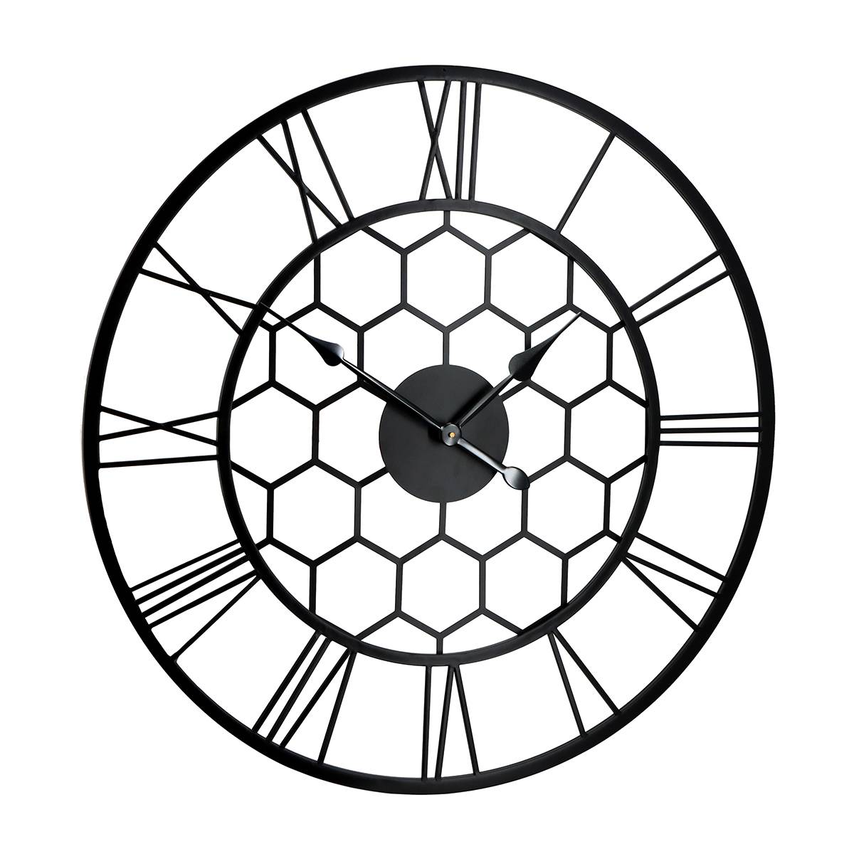 Charles Bentley Stanwick Indoor Outdoor Round Skeleton Wall Clock - Black - Image 5