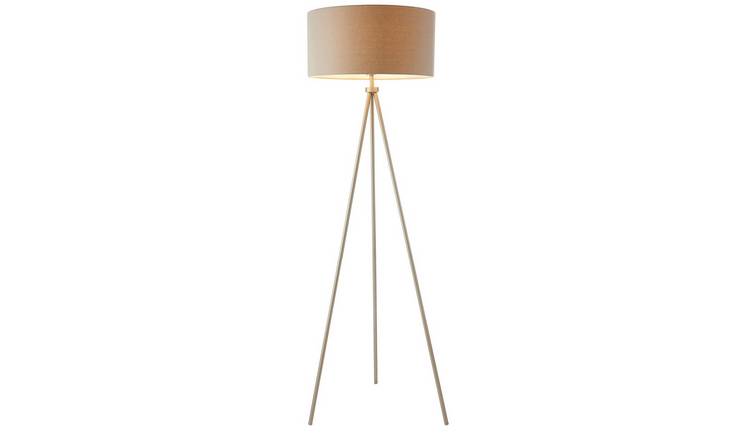 Loops Direct Steel and Fabric Floor Lamp - Matt Nickel and Grey
