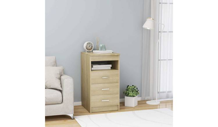Walplus Chipboard 3 Drawer Drawer Cabinet - Light Oak - 40 x 50 x 76 cm