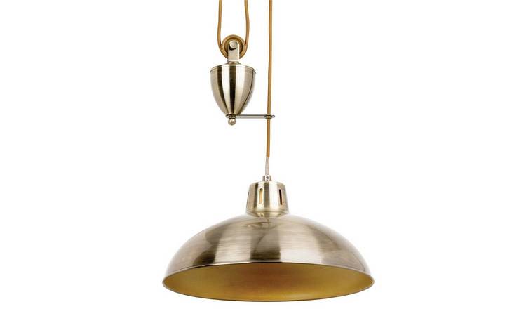 Loops Direct Steel Rise and Fall Ceiling Pendant - Antique Brass