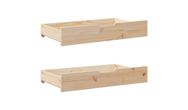Walplus Pack of 2 Wood Under-Bed Drawers with Wheels - 90x55x17 cm