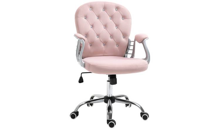 Vinsetto Adjustable Height Swivel Velvet Vanity Chair - Pink
