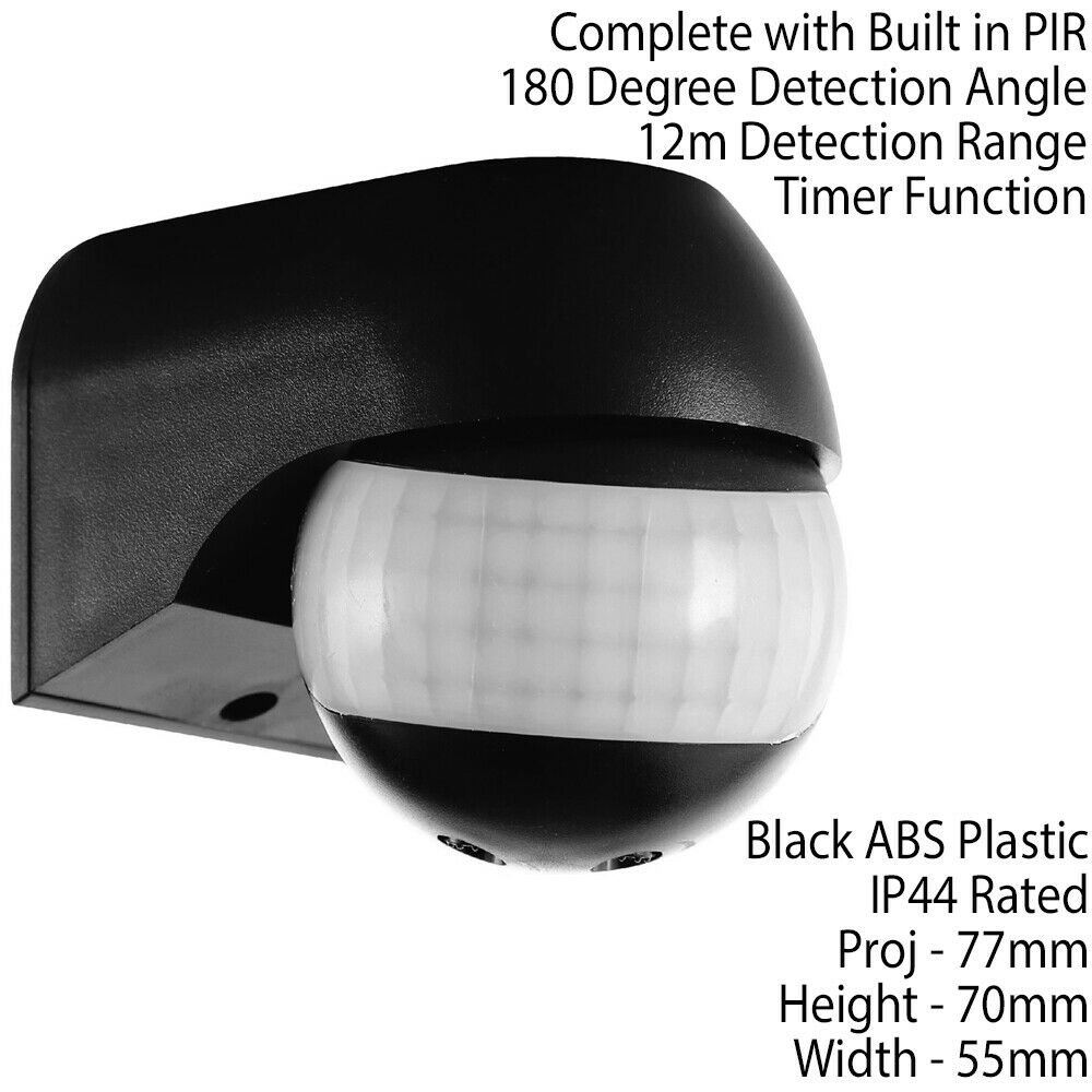 Loops Direct ABS Plastic PIR Wall Light Switch - Black - Image 2