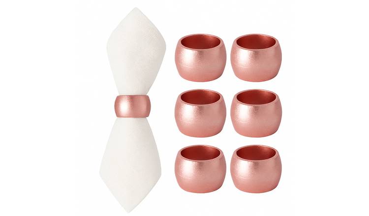 Argon Tableware Metallic Napkin Rings - 4.5cm - Rose Gold - Pack of 6