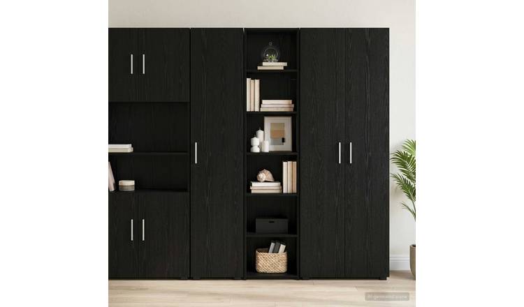 Walplus 5 Shelf Rectangular Sideboard - Black Oak - 40 x 41 x 185 cm