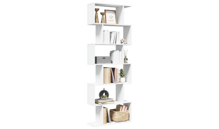Walplus 6 Tier Engineered Wood Book Cabinet - White - 70 x 24 x 193 cm