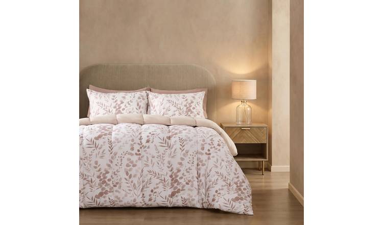 OHS Floral Coverless 10.5 Tog Duvet Set with Pillowcase - Natural - Double