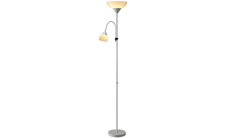 HOMCOM Dimmable LED Floor Lamp with Adjustable Gooseneck - Silver