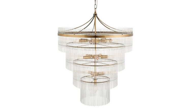 Loops Direct Steel and Glass 16-Light Tiered Pendant - Antique Brass & Clear