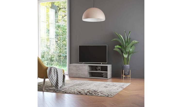 Walplus 2 Compartment TV Cabinet - Stone Grey - 120 x 34 x 37 cm