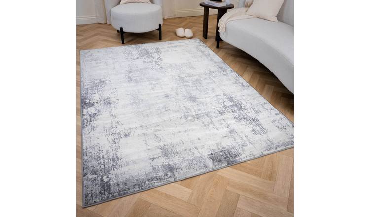 The Rugs Grey Elaris Abstract Faded Distressed Area Rug - 160 x 230cm