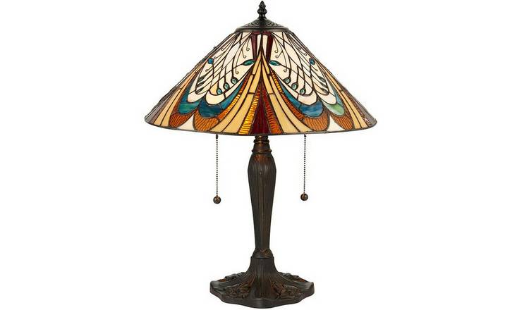 Loops Direct Glass and Die Cast Zinc Alloy Table Lamp - Dark Bronze