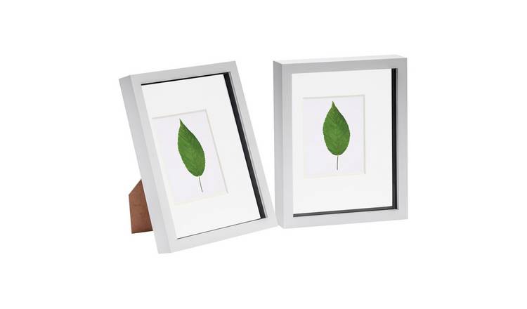 Nicola Spring 3D Box Photo Frames - 8 x 10" with Mount - Set of 2 - White