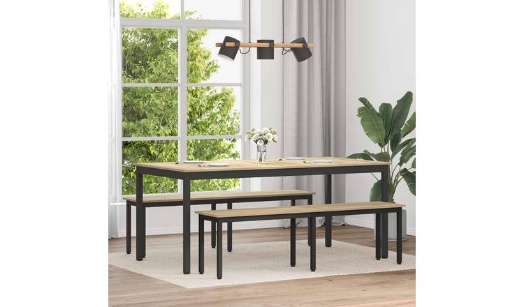 Walplus Rectangular Engineered Wood Dining Table - Grey - 180 x 90 x 75 cm