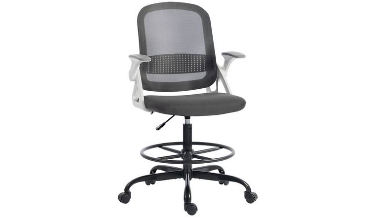 HOMCOM Drafting Chair with Flip Up Armrests for Standing Desk - Grey
