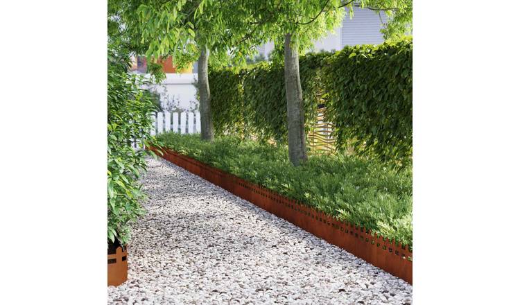 Walplus Pack of 20 16 kg Weathering Steel Lawn Edgings - Rusty - 103 x 0.05 x 22