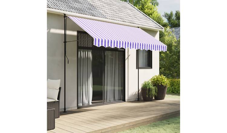 Walplus Polyester Awning Replacement Fabric - Blue and White - 300 cm