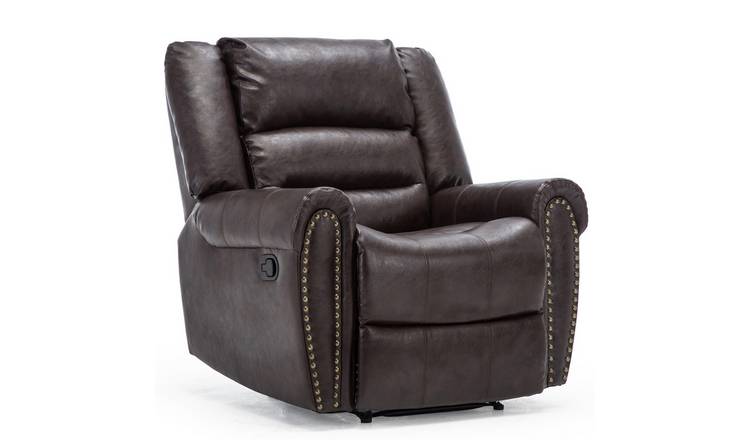 Furniture Online Denver Bonded Leather Manual Recliner Chair - Brown