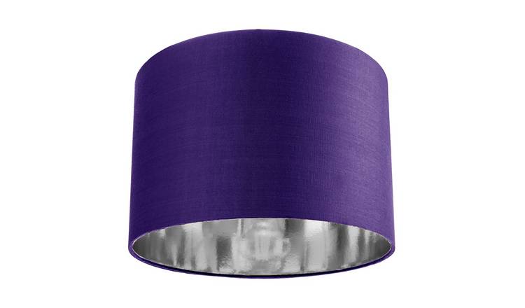 Happy Homewares Purple Cotton with Shiny Silver Inner Lampshade - 30cm