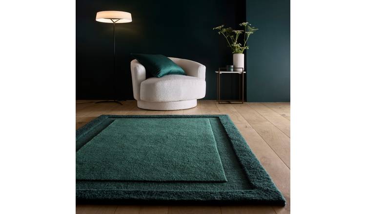Mega Flooring Green Modern Bordered Rug - 120 x 170cm