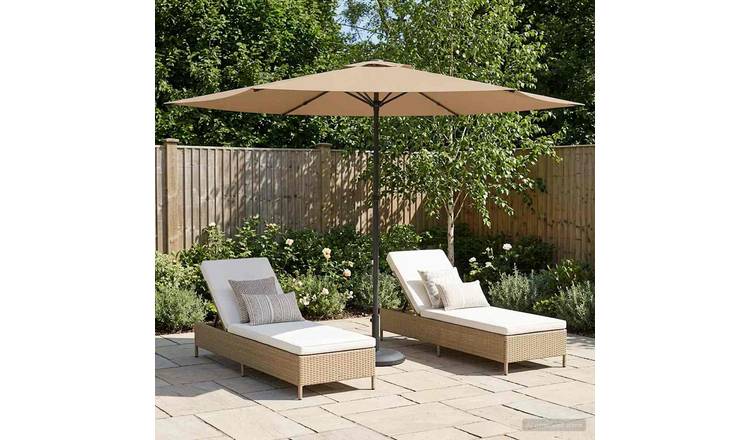Walplus Rectangular Polyester Garden Parasol - Taupe - 296 x 296 x 223 cm