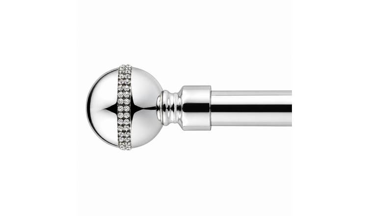 New Edge Blinds 16-19mm Chrome Jewel Eyelet Curtain Pole - 160cm - 300cm