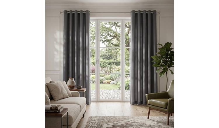 Luxury Living Plain Blackout Eyelet Curtains 168cm x 137cm - Silver