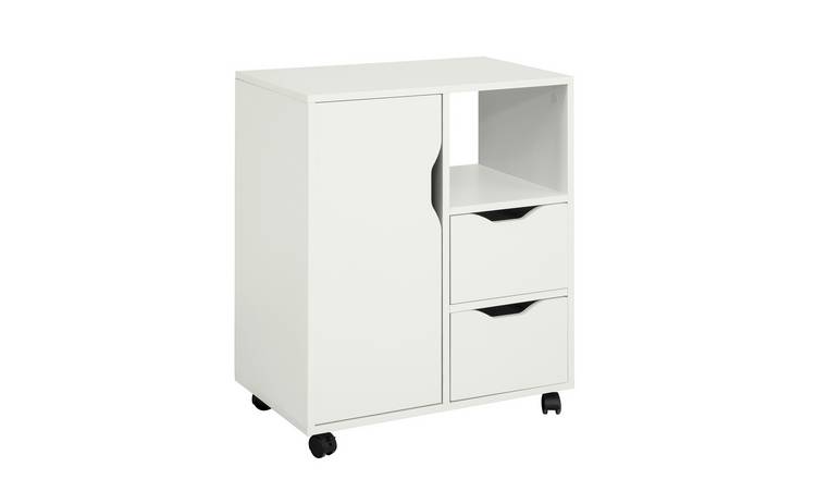 SoBuy 2 Drawer 1 Door 2 Shelf Mobile Filing Cabinet - White