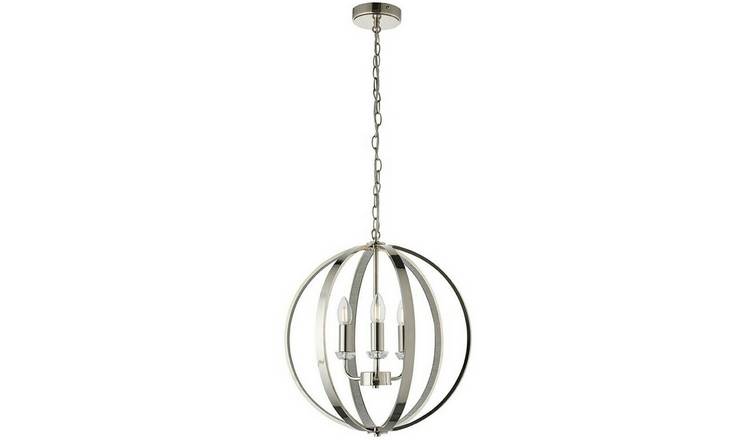 Loops Direct Steel and Crystal Glass Ceiling Pendant Light - Bright Nickel