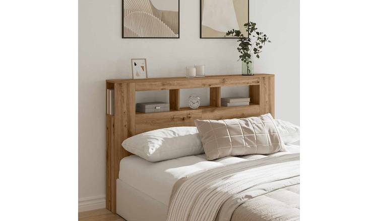 Walplus Engineered Wood LED Headboard - Oak - 160 x 18.5 x 103.5 cm