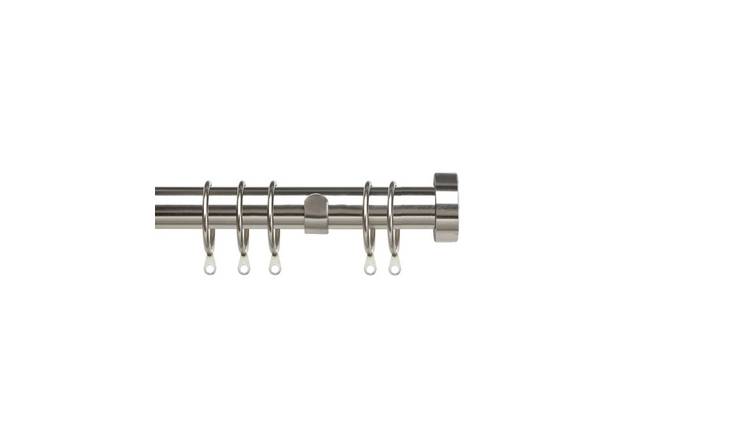 New Edge Blinds 25-28mm Silver Extendable Stud Curtain Pole - 120cm - 210cm