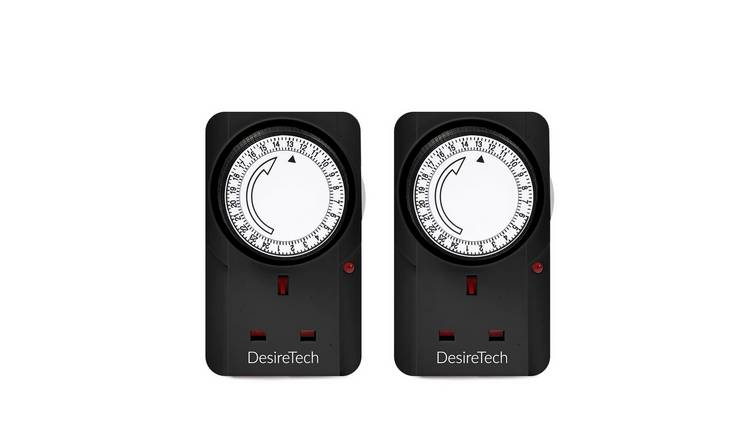Desiretech 24 Hour Mechanical Plug-In Timer Switches - 2 Pack - Black