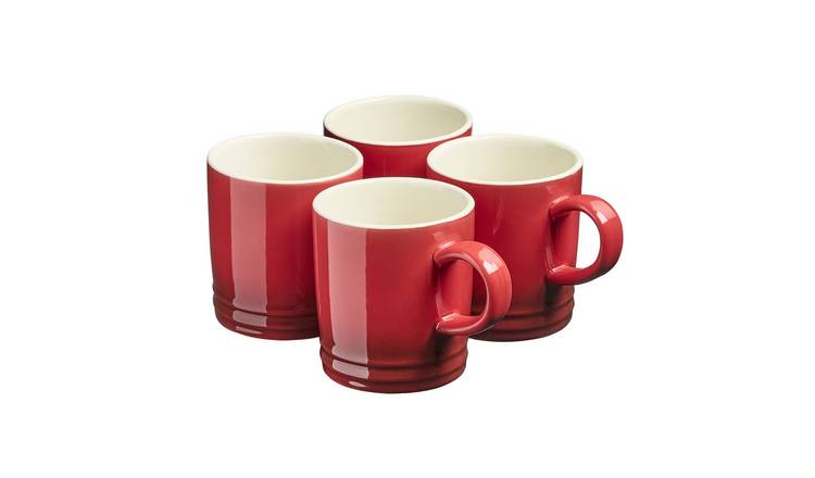Cooks Professional 4 Piece Colourful Stoneware Mug Set 240ml - Red