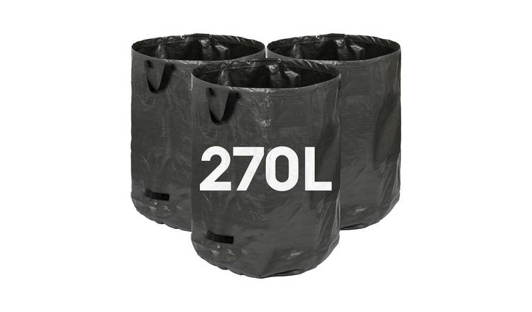 Harbour Housewares Heavy-Duty Garden Waste Bags - 270L - Black - Pack of 3