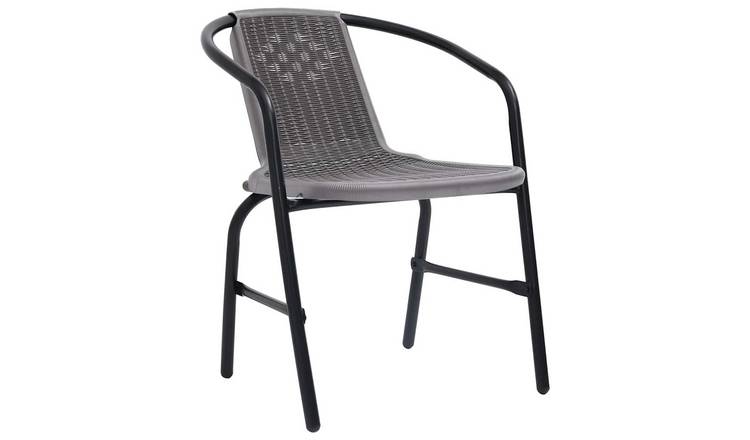 Walplus 8 Piece Plastic Garden Chairs - Black - 62 x 55 x 74 cm