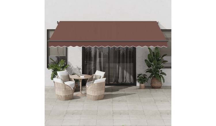 Walplus Electric Polyester Retractable Awning - Brown - 450x350 cm