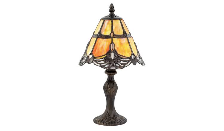 Happy Homewares Quirky and Petite Orange Stained Glass Table Lamp - 19cm