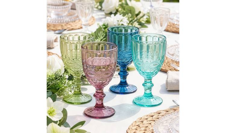 Dibor Set of 6 Palazzo 350ml Glass Wine Glasses - Multicolour