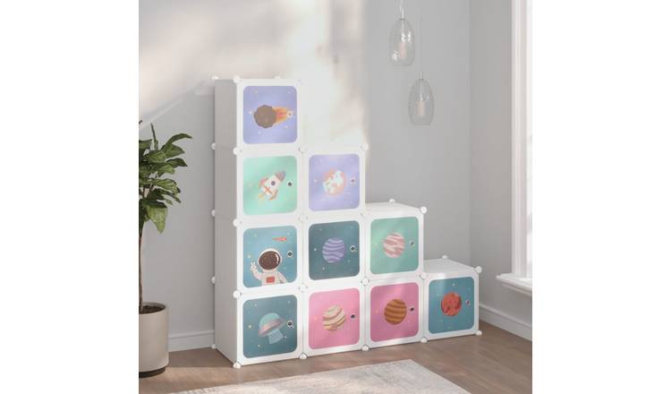 Walplus 10-Cube Plastic Storage Cube Organiser - White - 124.5 x 31.5 x 123.5 cm