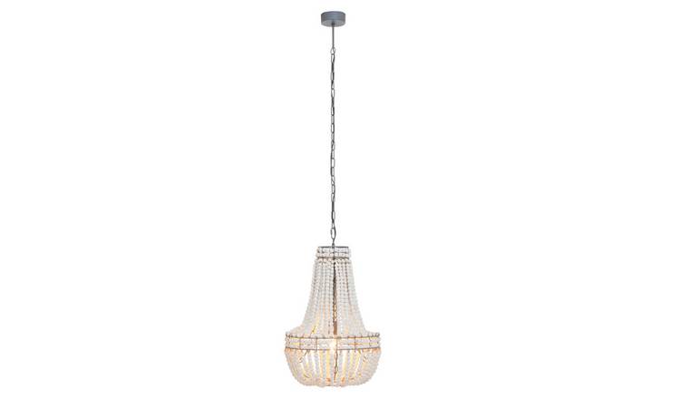 Orsina Lapiz Antique Wooden Beads Chandelier - White