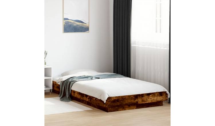 Walplus Solid Pine Single Upholstered Headboard Bed Frame - Light Grey