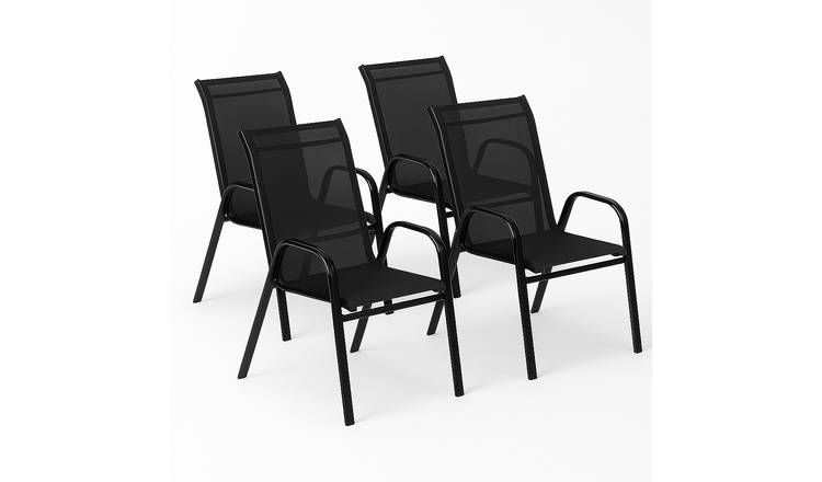 Harbour Housewares Texteline Canvas Garden Chairs -Set of 4