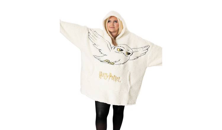 Harry Potter Hedwig Adult Womens Blanket Hoodie - Beige