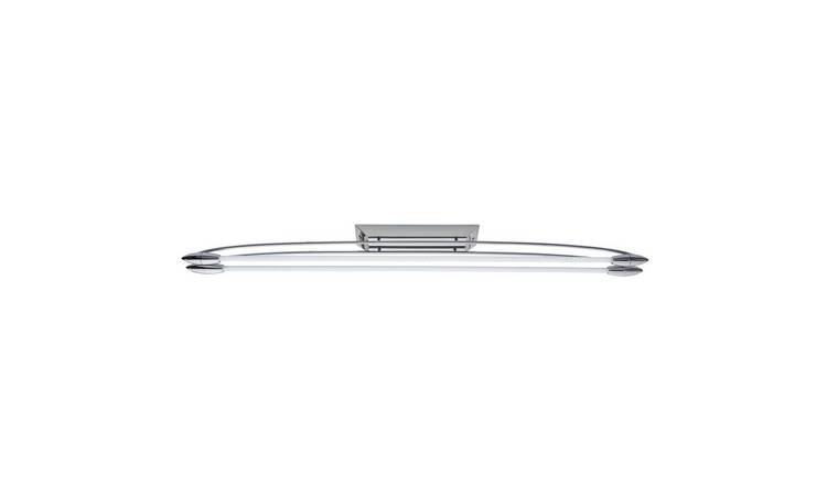 Loops Direct 127.8cm Long Flush Ceiling Light - Chrome Plate and Opal Glass