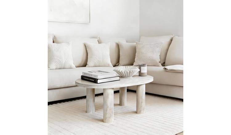 OHS Travertine Effect 4-Legged Coffee Table - Natural