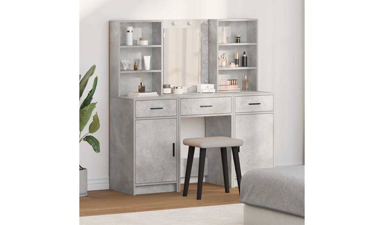 Walplus 3 Piece Dressing Table Set - Concrete Grey - 50 x 41 x 135 cm