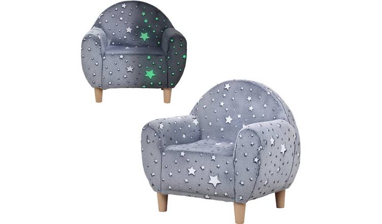 AIYAPLAY Single Seat Glow in the Dark Kids Armchair with Star Design - Grey